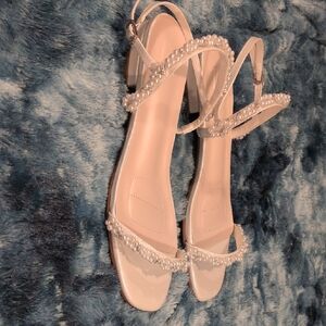 David's Bridal White Pearl Sandals